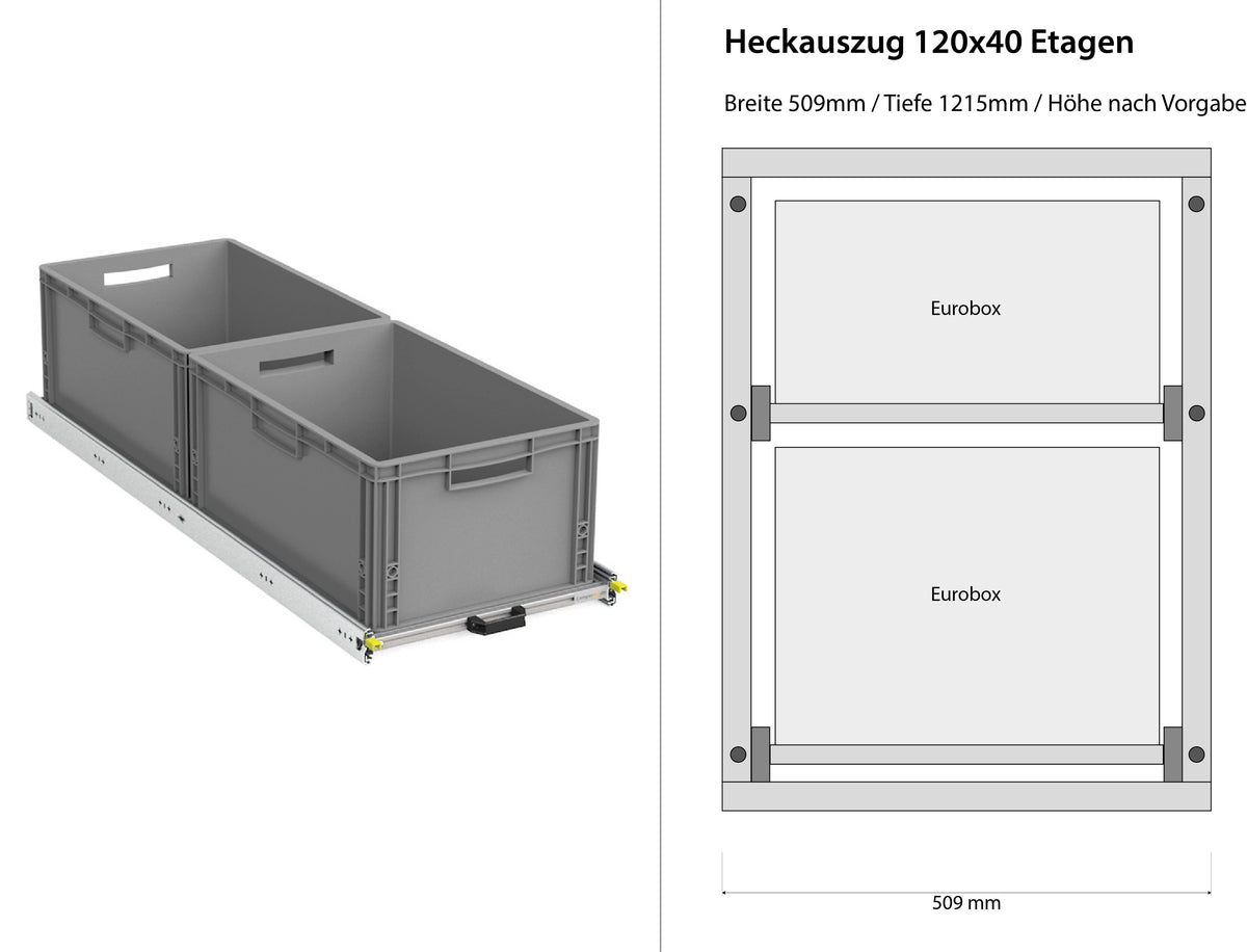 Bagudtræk til camper varevogn 1200mm x 400mm etager