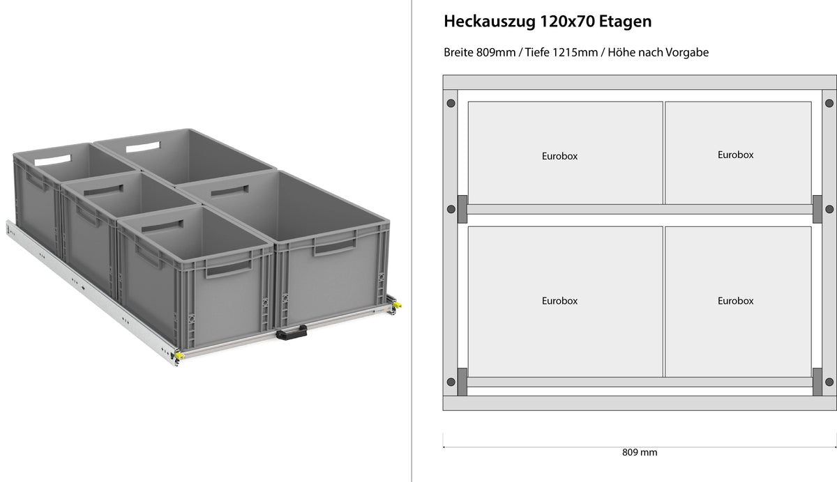 Bagudtræk til camper varevogn 1200mm x 400mm etager
