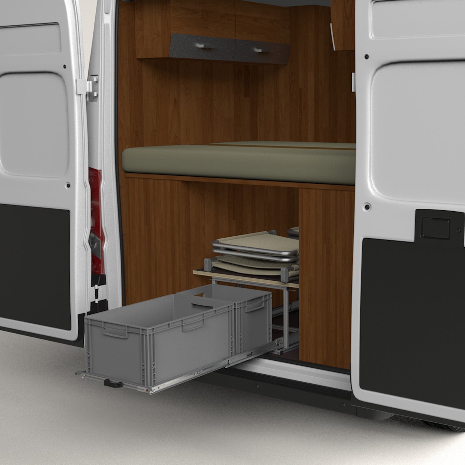 Tiroir arrière Camper fourgon avec étagère 900mm x 400mm
