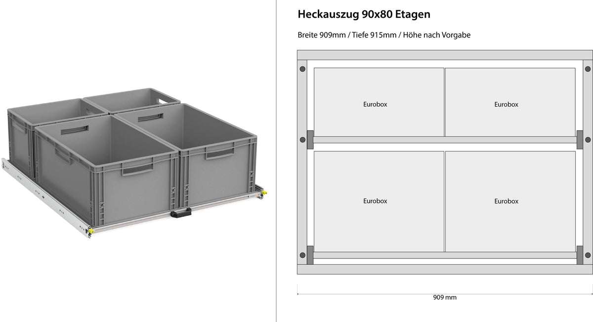 Bagudtræk til camper varevogn 1200mm x 400mm etager