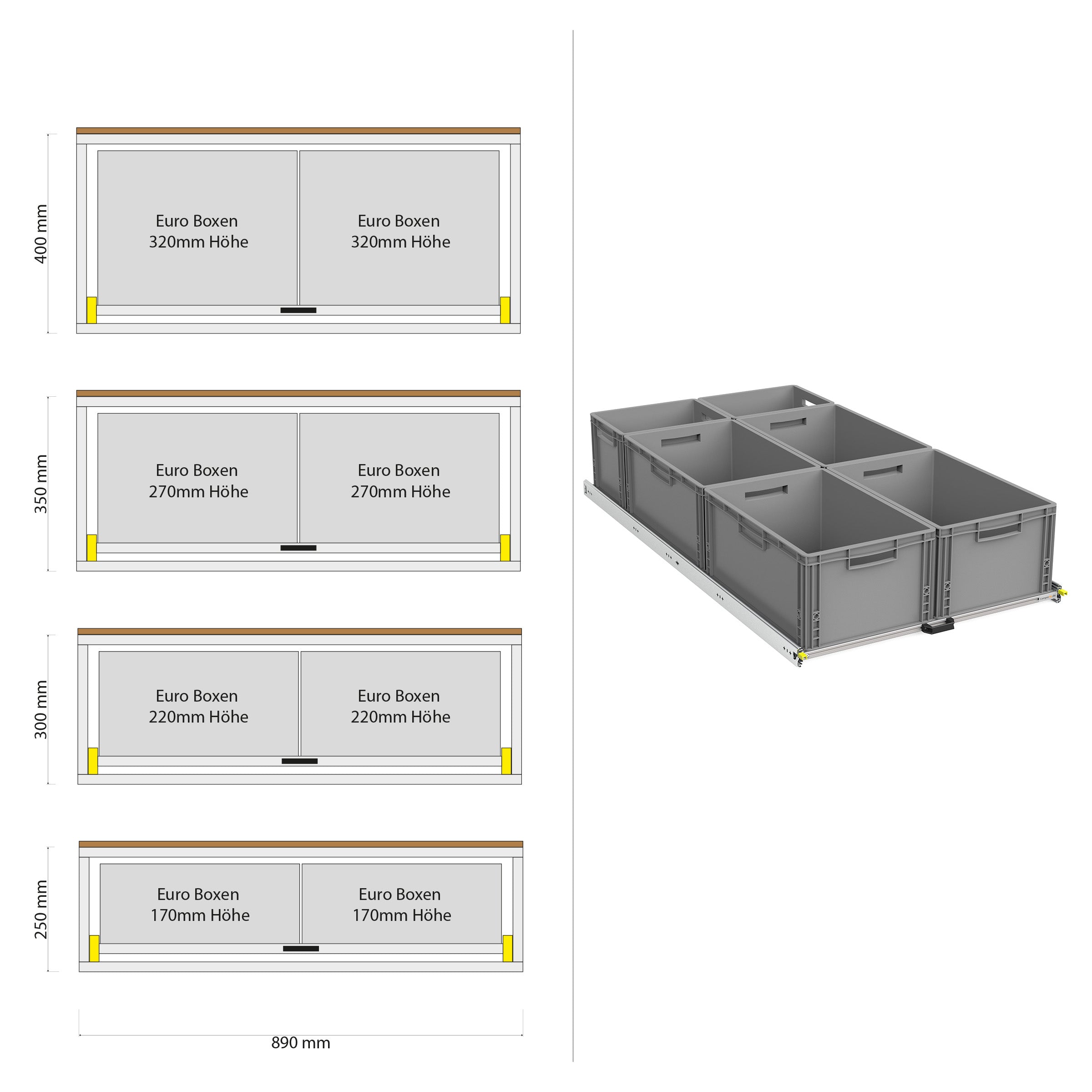 Bakutdrag för husbil skåpbil med hylla 1200mm x 400mm