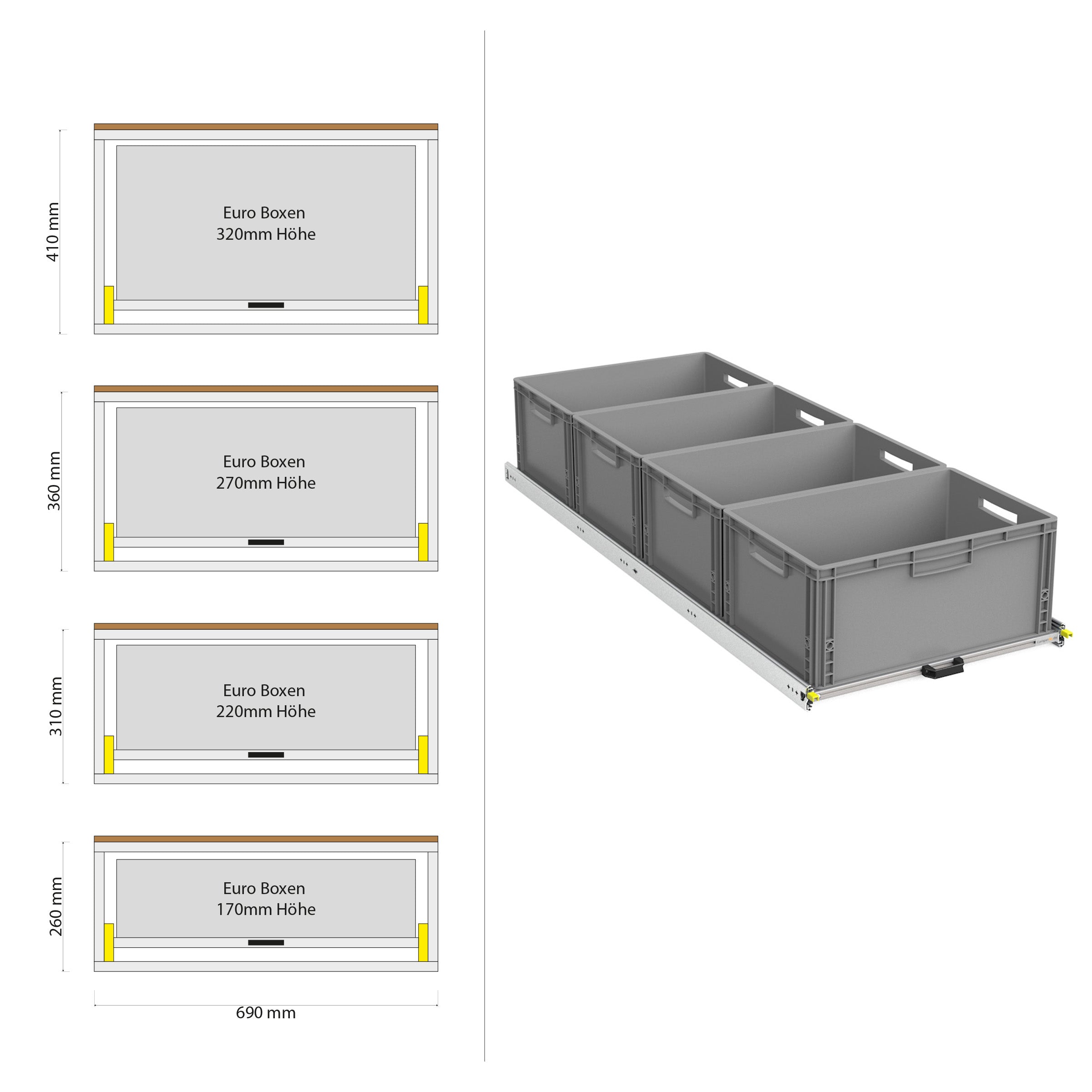 Bakutdrag för husbil skåpbil med hylla 1200mm x 400mm