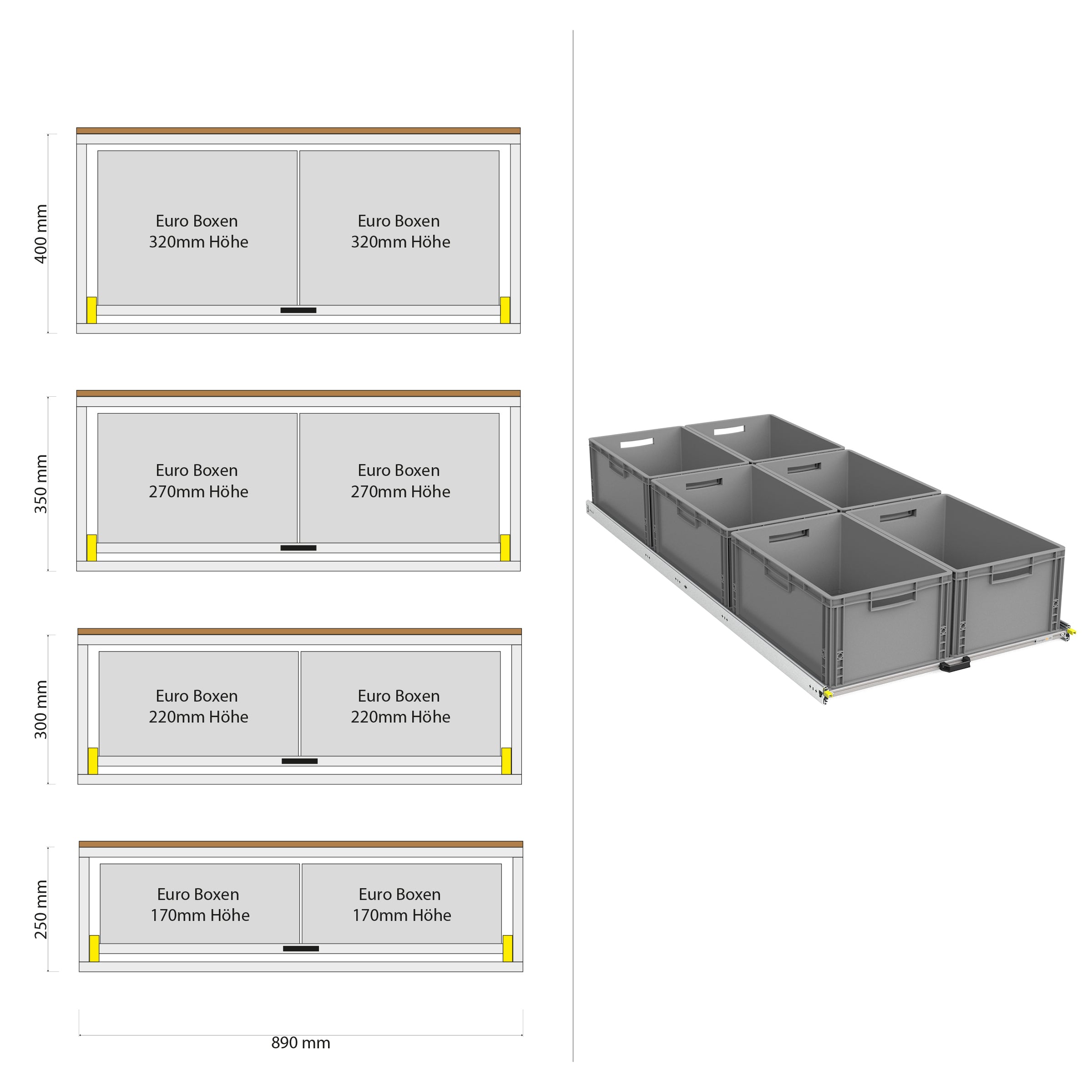 Bakutdrag för husbil skåpbil med hylla 1200mm x 400mm