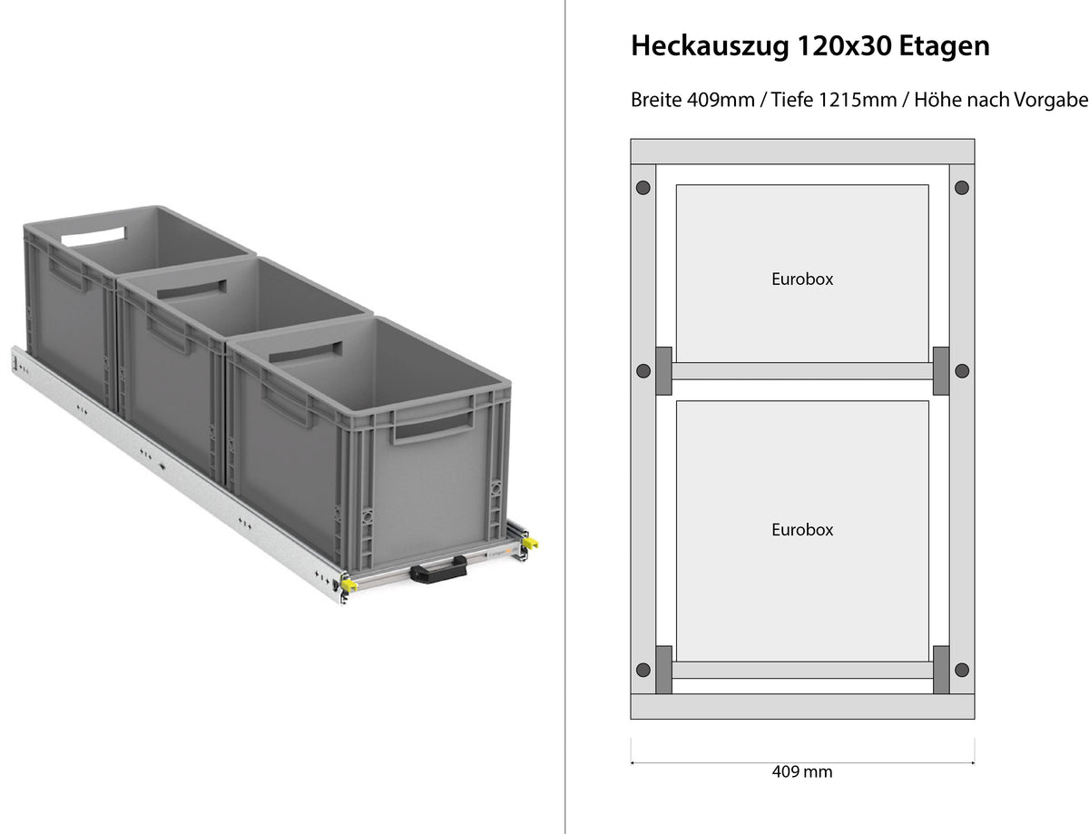 Bagudtræk til camper varevogn 1200mm x 400mm etager