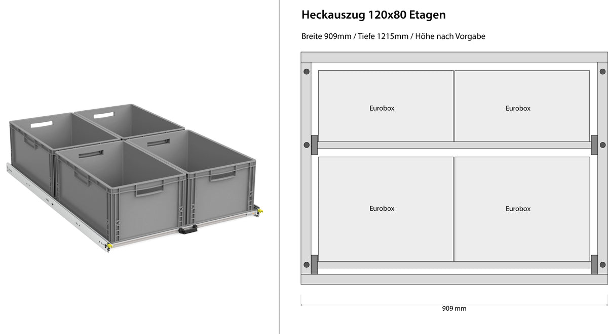 Bagudtræk til camper varevogn 1200mm x 400mm etager