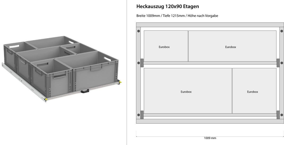 Bagudtræk til camper varevogn 1200mm x 400mm etager