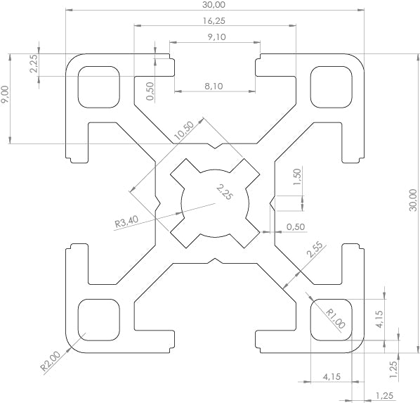 Profile 20mm x 20mm - Slot 6 - B-compatible