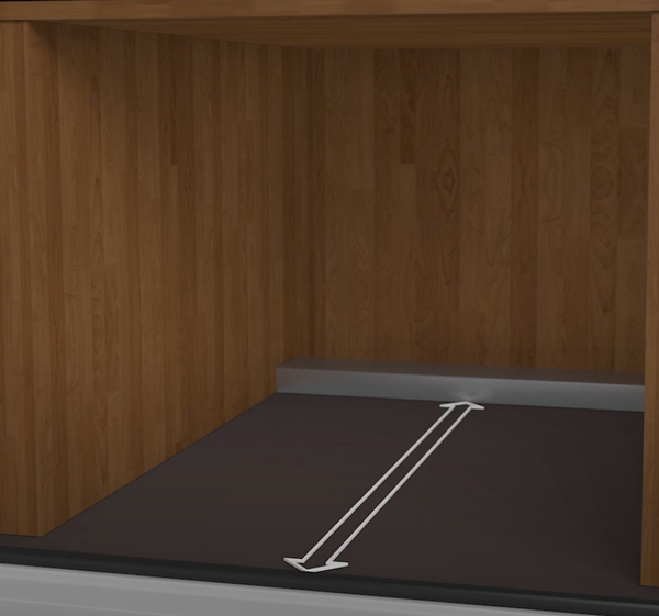 Horizontal distance: front edge of the floor trim to the duct.