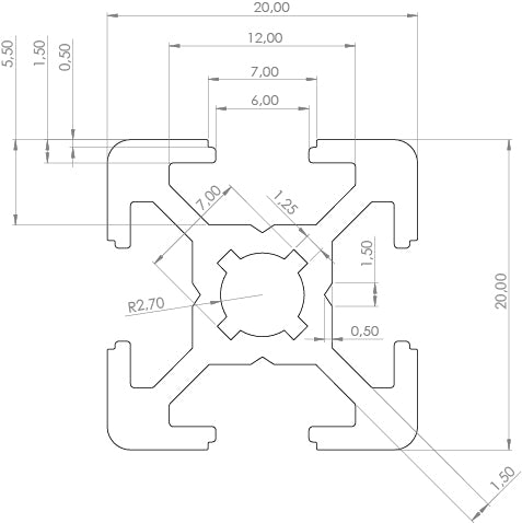 Profile 20mm x 20mm - Slot 6 - B-compatible